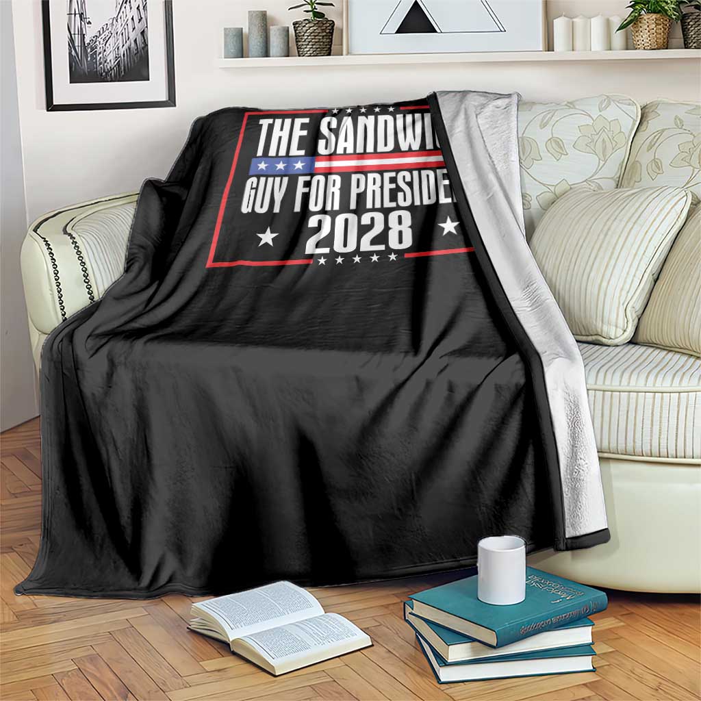 The Sandwich Guy for President 2028 Throw Blanket Funny Patriotic Campaign Parody - Wonder Print Shop