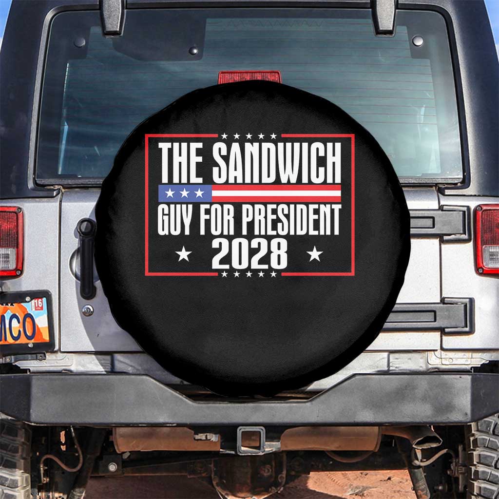 The Sandwich Guy for President 2028 Spare Tire Cover Funny Patriotic Campaign Parody - Wonder Print Shop