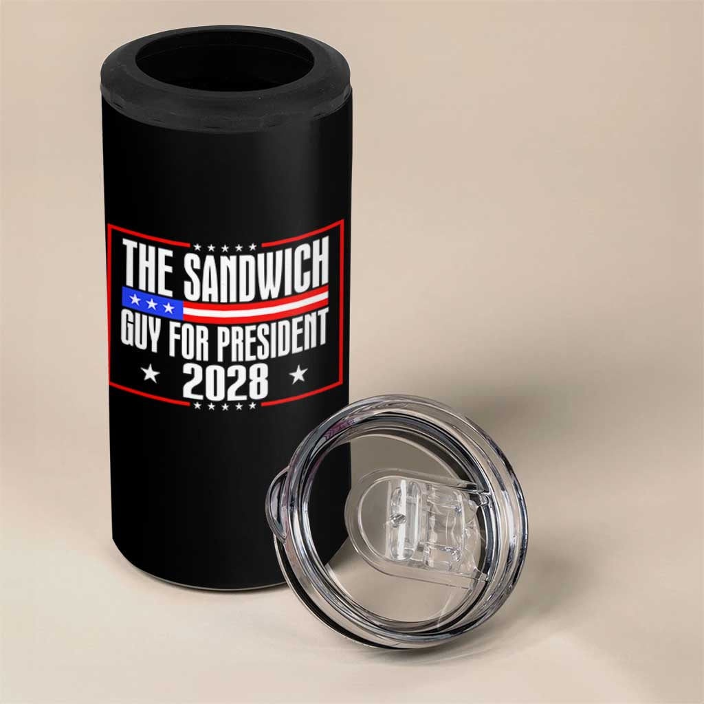 The Sandwich Guy for President 2028 4 in 1 Can Cooler Tumbler Funny Patriotic Campaign Parody - Wonder Print Shop
