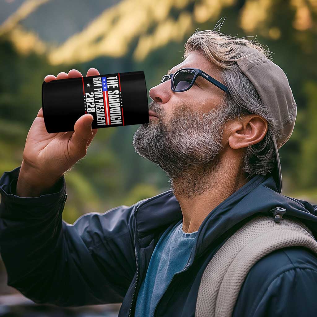 The Sandwich Guy for President 2028 4 in 1 Can Cooler Tumbler Funny Patriotic Campaign Parody - Wonder Print Shop