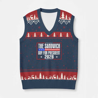 The Sandwich Guy for President 2028 V-Neck Knit Sweater Vest Funny Patriotic Campaign Parody - Wonder Print Shop