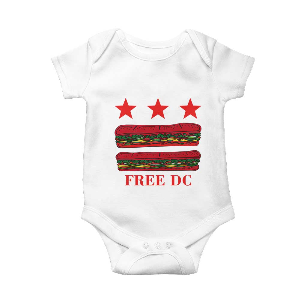 Free DC Funny Flag Parody Baby Onesie Washington DC with Baguette Sandwich Twist - Wonder Print Shop