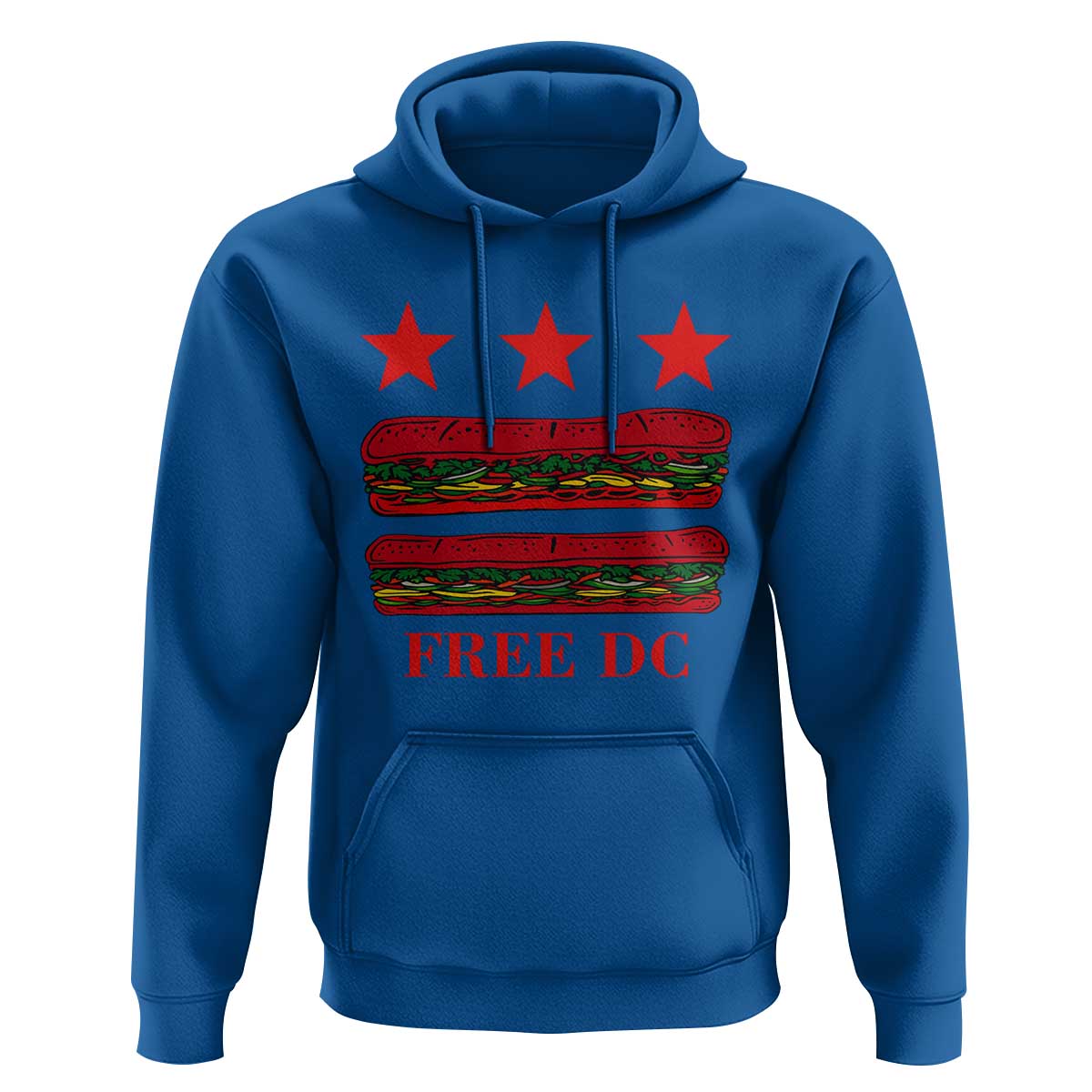 Free DC Funny Flag Parody Hoodie Washington DC with Baguette Sandwich Twist - Wonder Print Shop