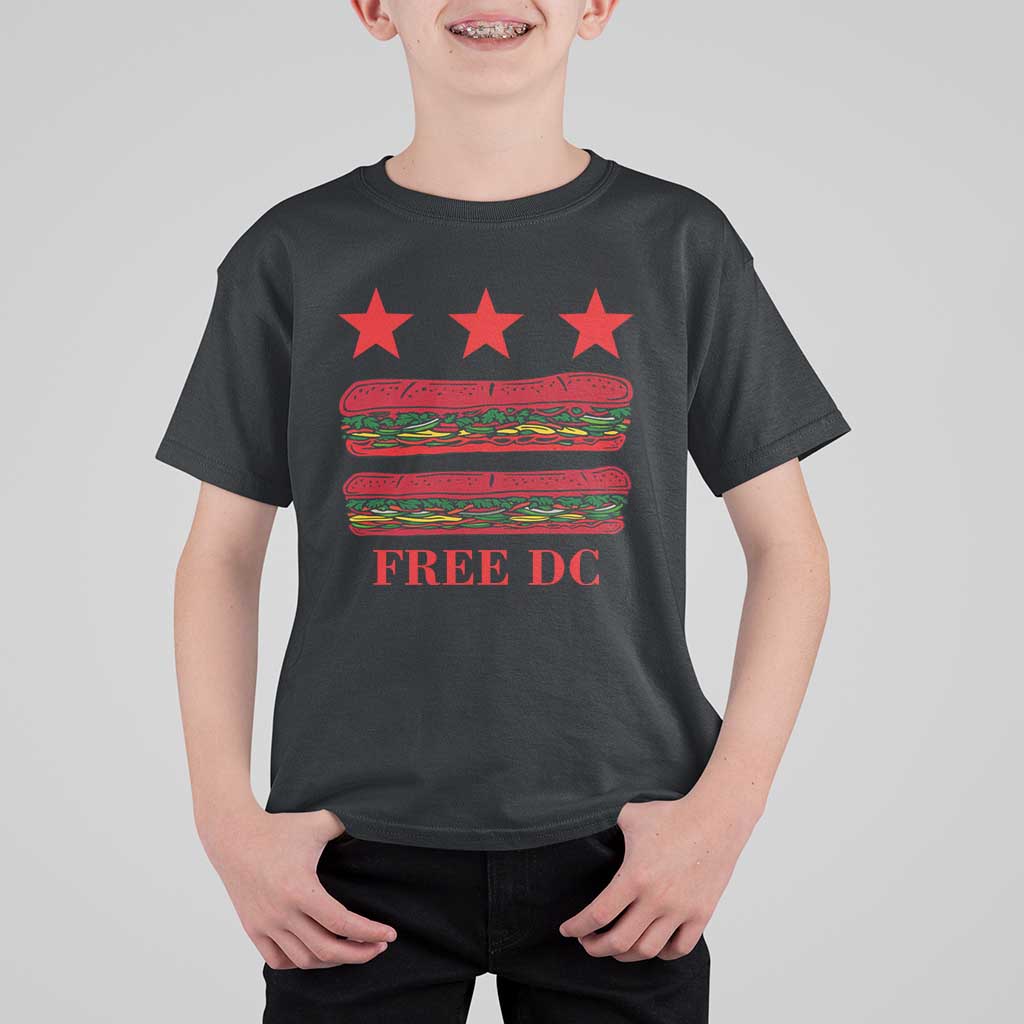 Free DC Funny Flag Parody T Shirt For Kid Washington DC with Baguette Sandwich Twist - Wonder Print Shop