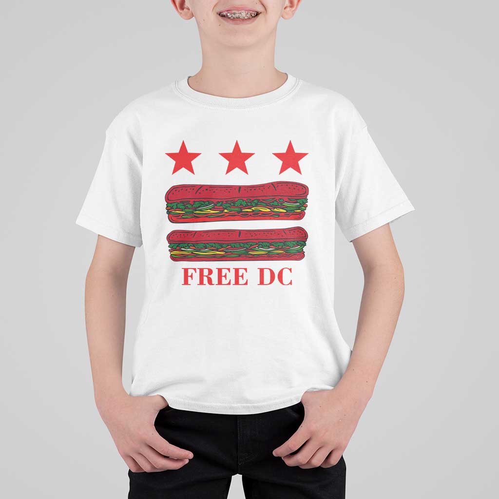 Free DC Funny Flag Parody T Shirt For Kid Washington DC with Baguette Sandwich Twist - Wonder Print Shop