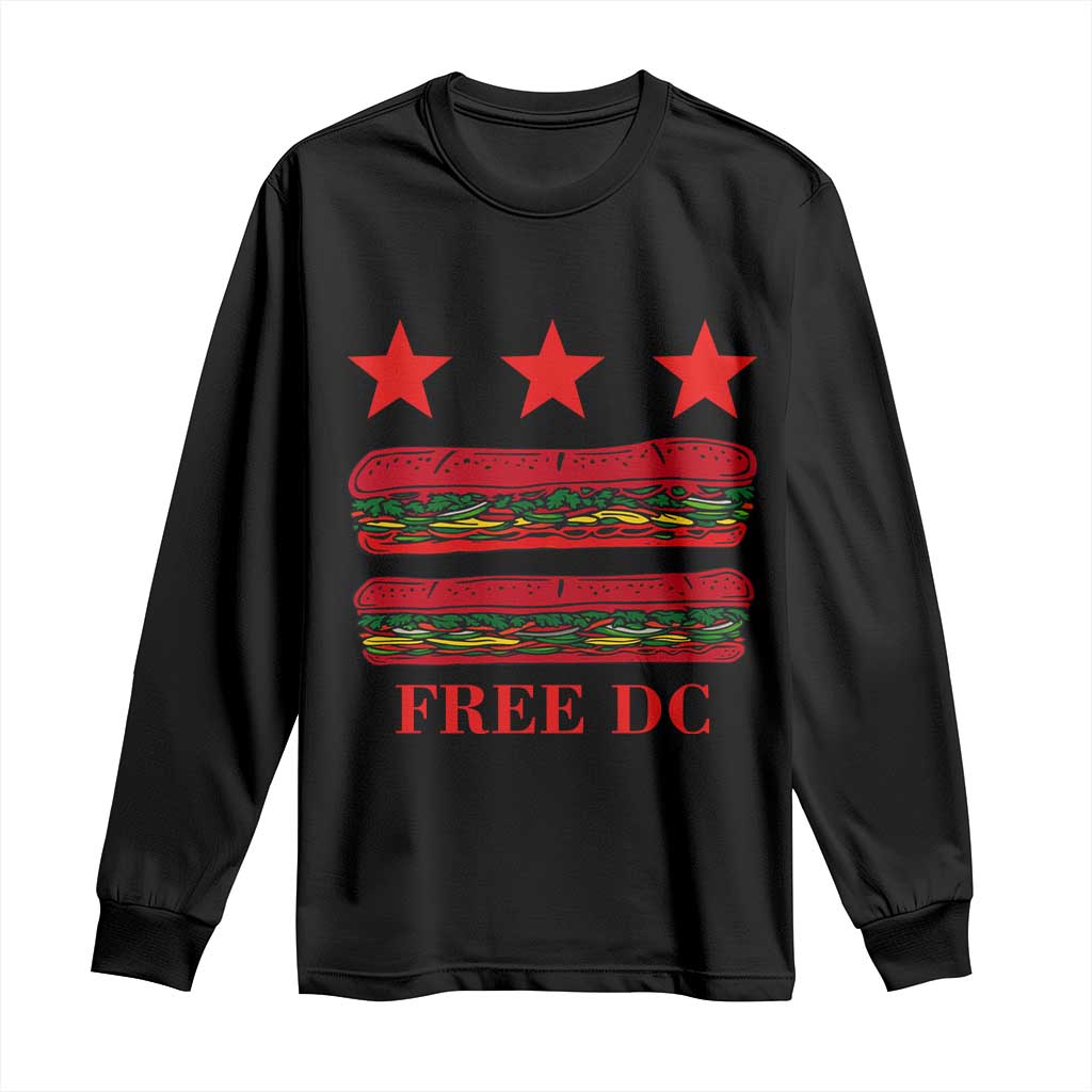 Free DC Funny Flag Parody Long Sleeve Shirt Washington DC with Baguette Sandwich Twist - Wonder Print Shop