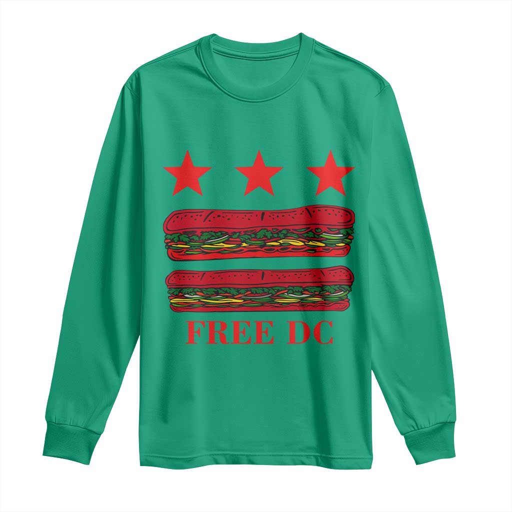Free DC Funny Flag Parody Long Sleeve Shirt Washington DC with Baguette Sandwich Twist - Wonder Print Shop