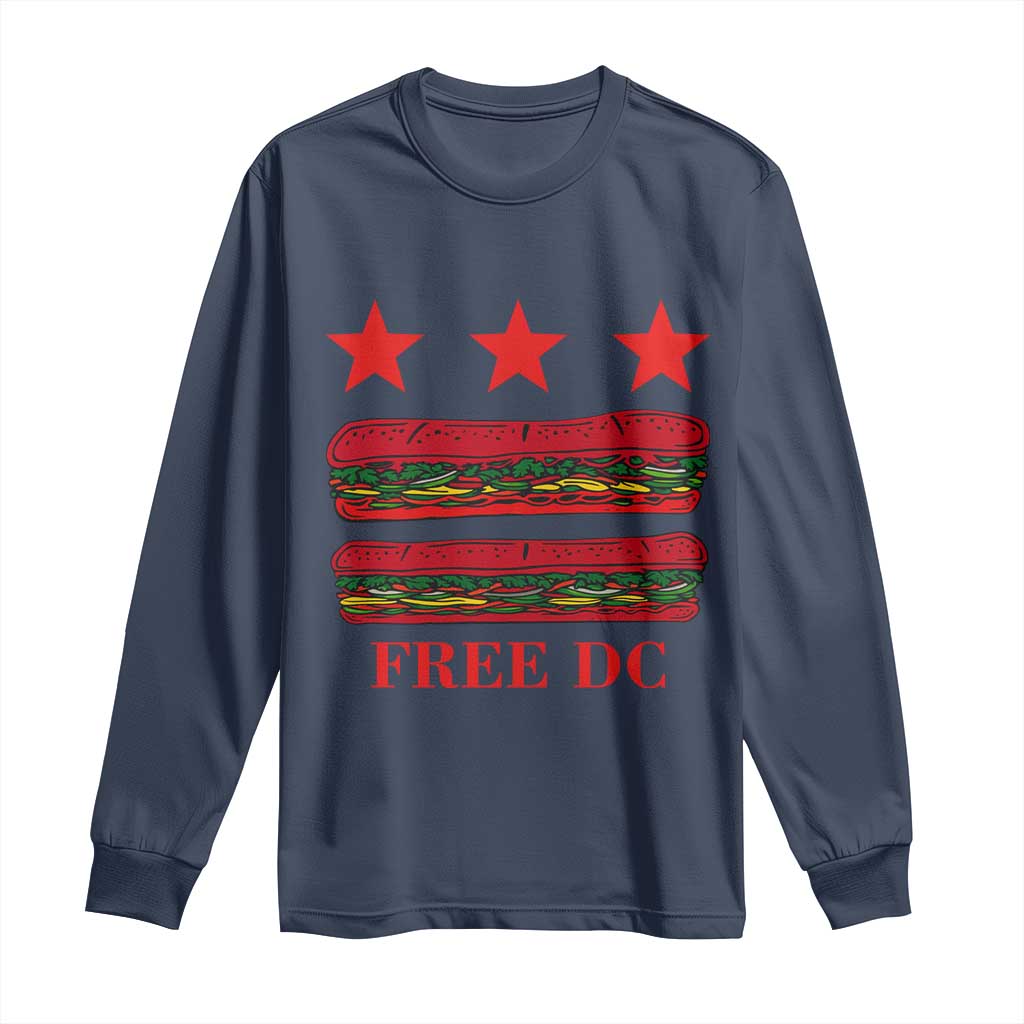 Free DC Funny Flag Parody Long Sleeve Shirt Washington DC with Baguette Sandwich Twist - Wonder Print Shop