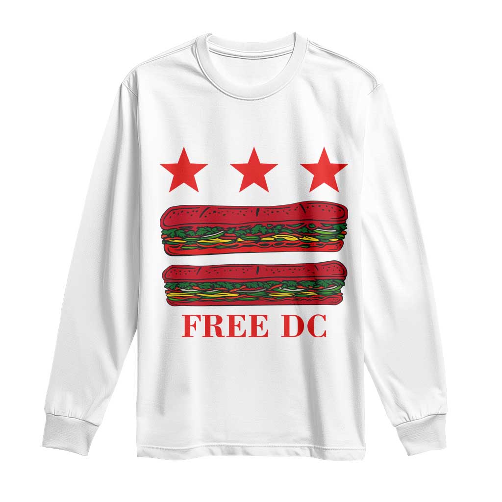 Free DC Funny Flag Parody Long Sleeve Shirt Washington DC with Baguette Sandwich Twist - Wonder Print Shop