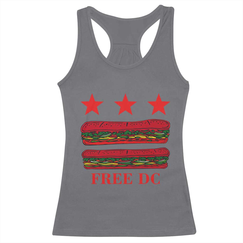 Free DC Funny Flag Parody Racerback Tank Top Washington DC with Baguette Sandwich Twist - Wonder Print Shop