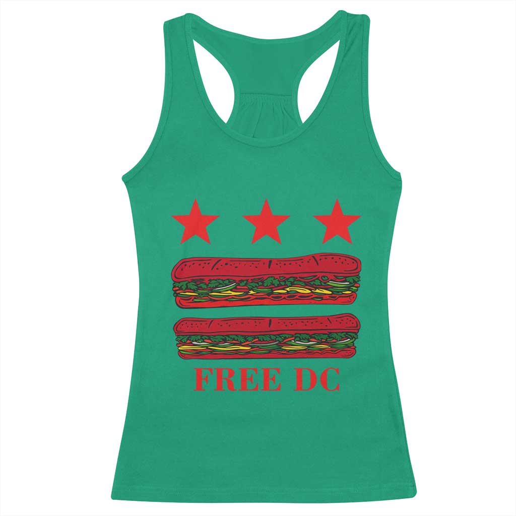 Free DC Funny Flag Parody Racerback Tank Top Washington DC with Baguette Sandwich Twist - Wonder Print Shop
