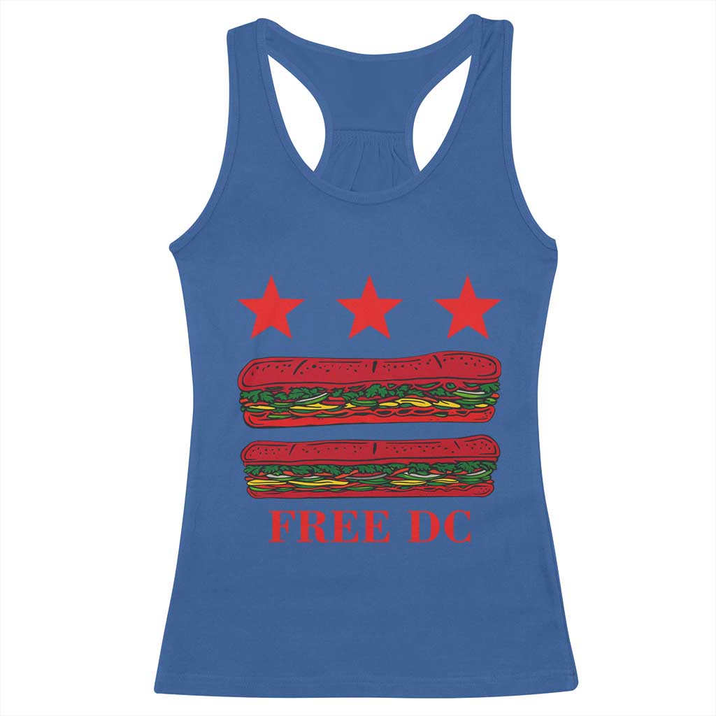 Free DC Funny Flag Parody Racerback Tank Top Washington DC with Baguette Sandwich Twist - Wonder Print Shop