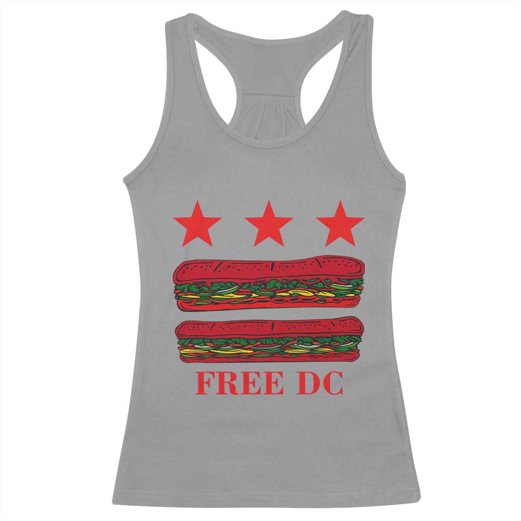 Free DC Funny Flag Parody Racerback Tank Top Washington DC with Baguette Sandwich Twist - Wonder Print Shop