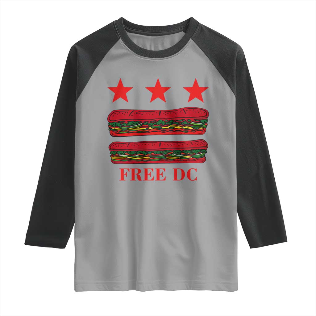 Free DC Funny Flag Parody Raglan Shirt Washington DC with Baguette Sandwich Twist - Wonder Print Shop