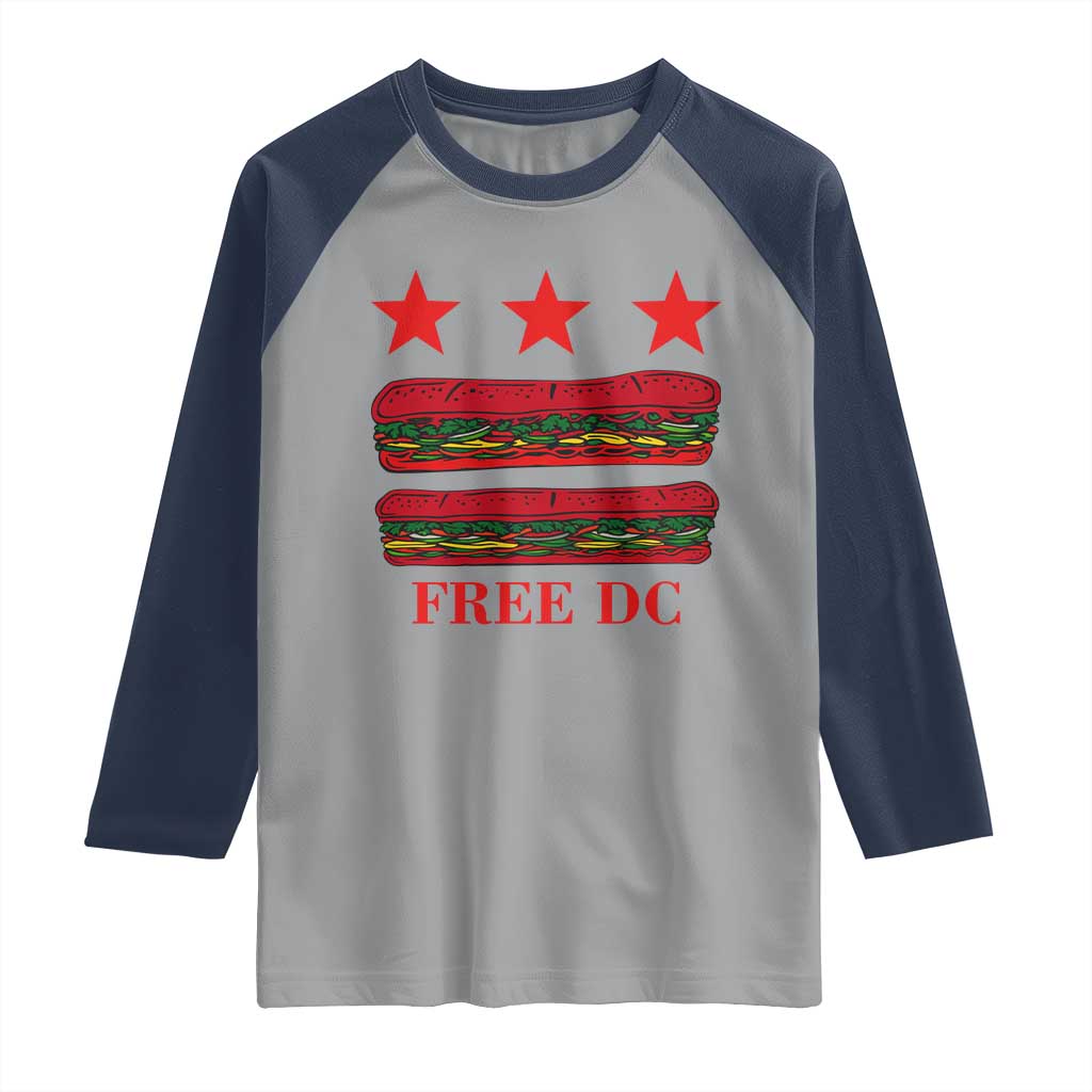 Free DC Funny Flag Parody Raglan Shirt Washington DC with Baguette Sandwich Twist - Wonder Print Shop