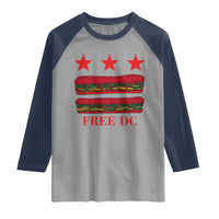 Free DC Funny Flag Parody Raglan Shirt Washington DC with Baguette Sandwich Twist - Wonder Print Shop