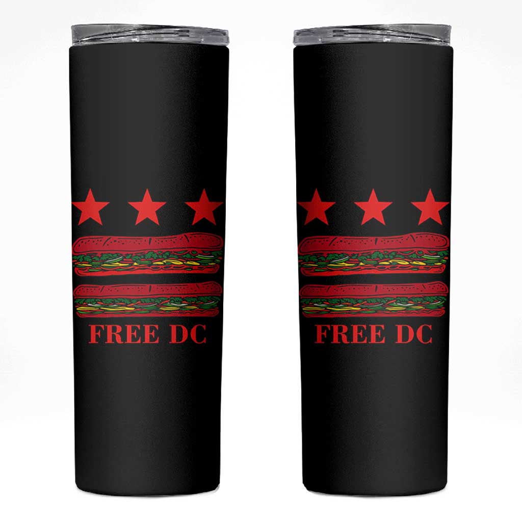 Free DC Funny Flag Parody Skinny Tumbler Washington DC with Baguette Sandwich Twist - Wonder Print Shop
