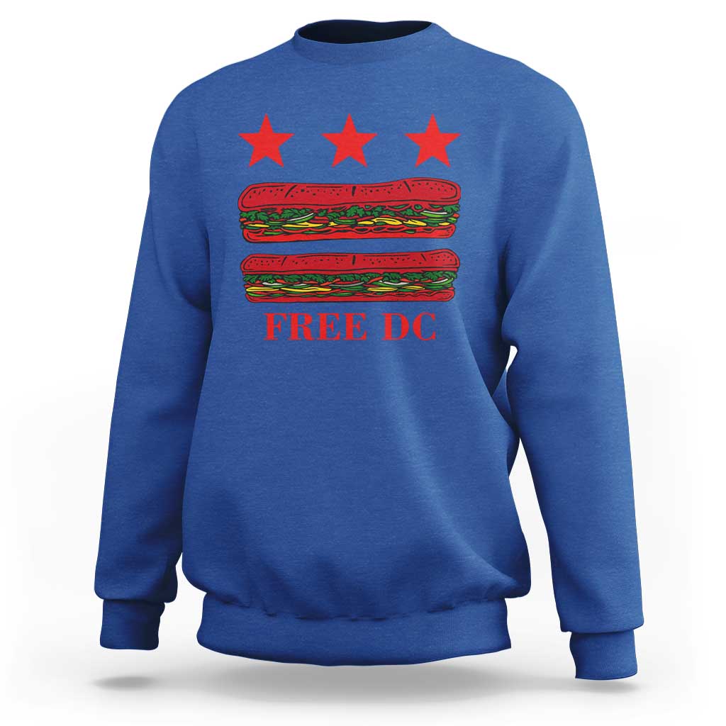 Free DC Funny Flag Parody Sweatshirt Washington DC with Baguette Sandwich Twist - Wonder Print Shop