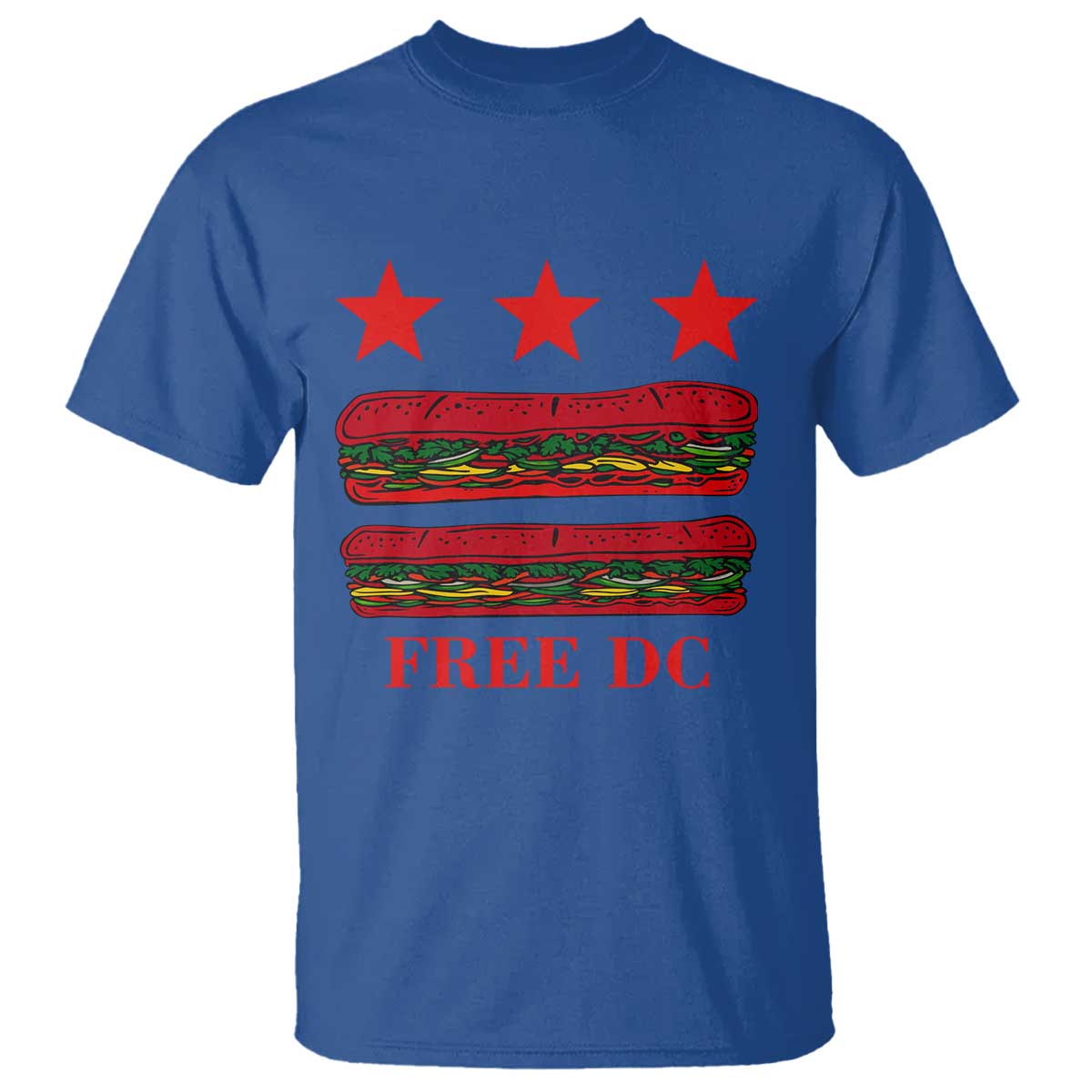 Free DC Funny Flag Parody T Shirt Washington DC with Baguette Sandwich Twist - Wonder Print Shop