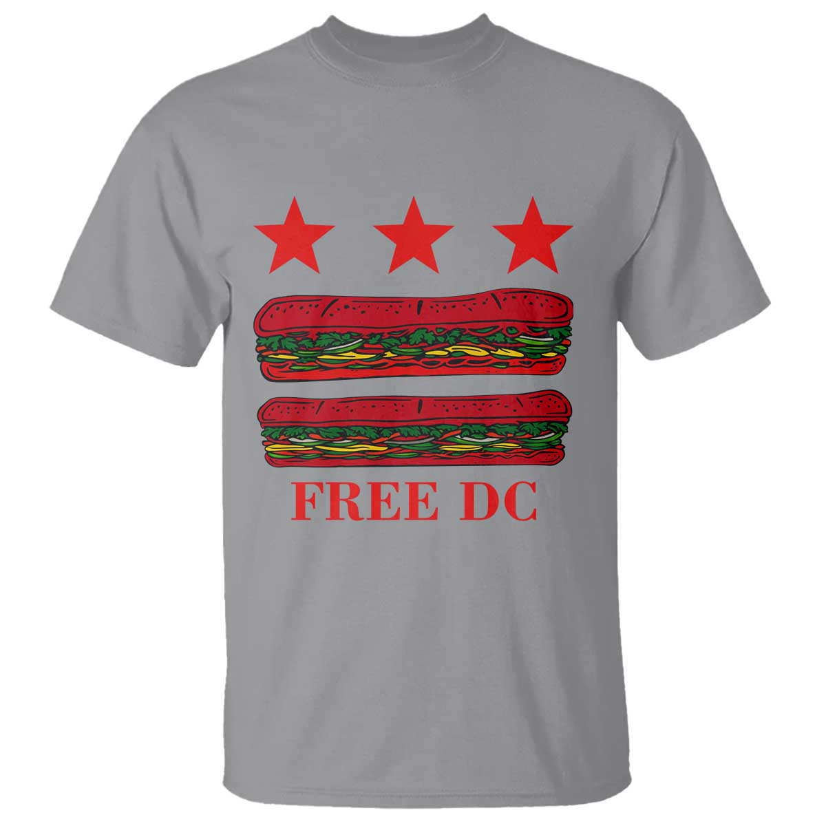 Free DC Funny Flag Parody T Shirt Washington DC with Baguette Sandwich Twist - Wonder Print Shop