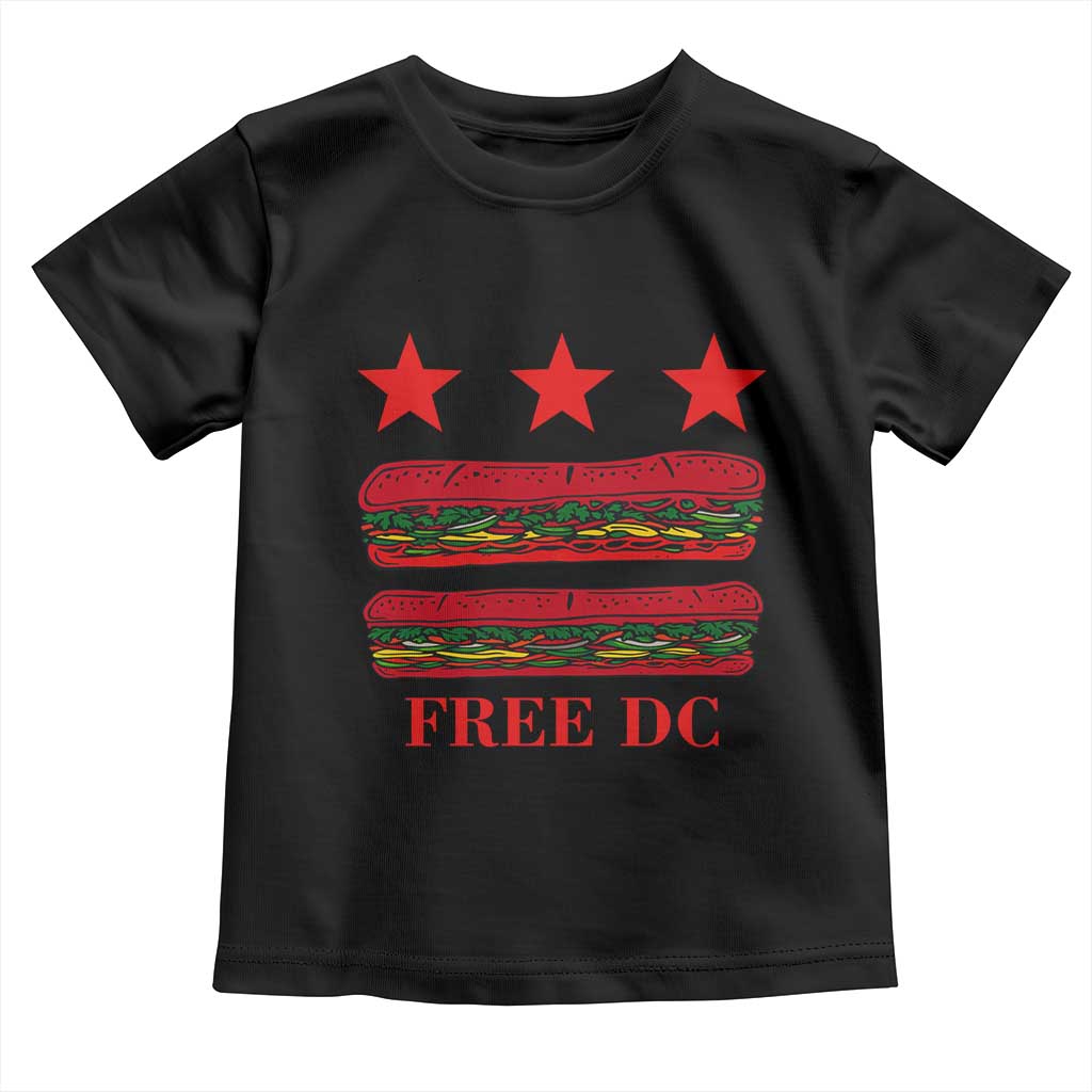 Free DC Funny Flag Parody Toddler T Shirt Washington DC with Baguette Sandwich Twist - Wonder Print Shop