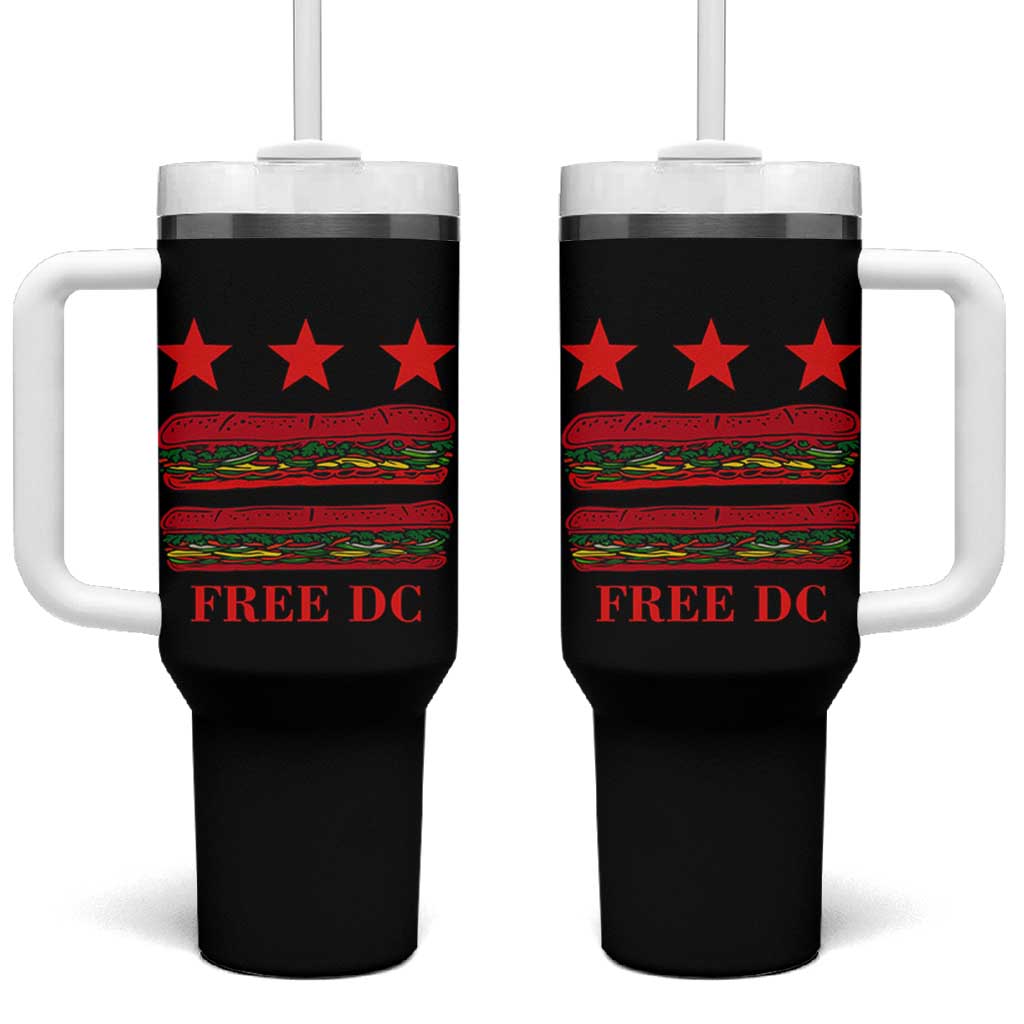 Free DC Funny Flag Parody Tumbler With Handle Washington DC with Baguette Sandwich Twist - Wonder Print Shop