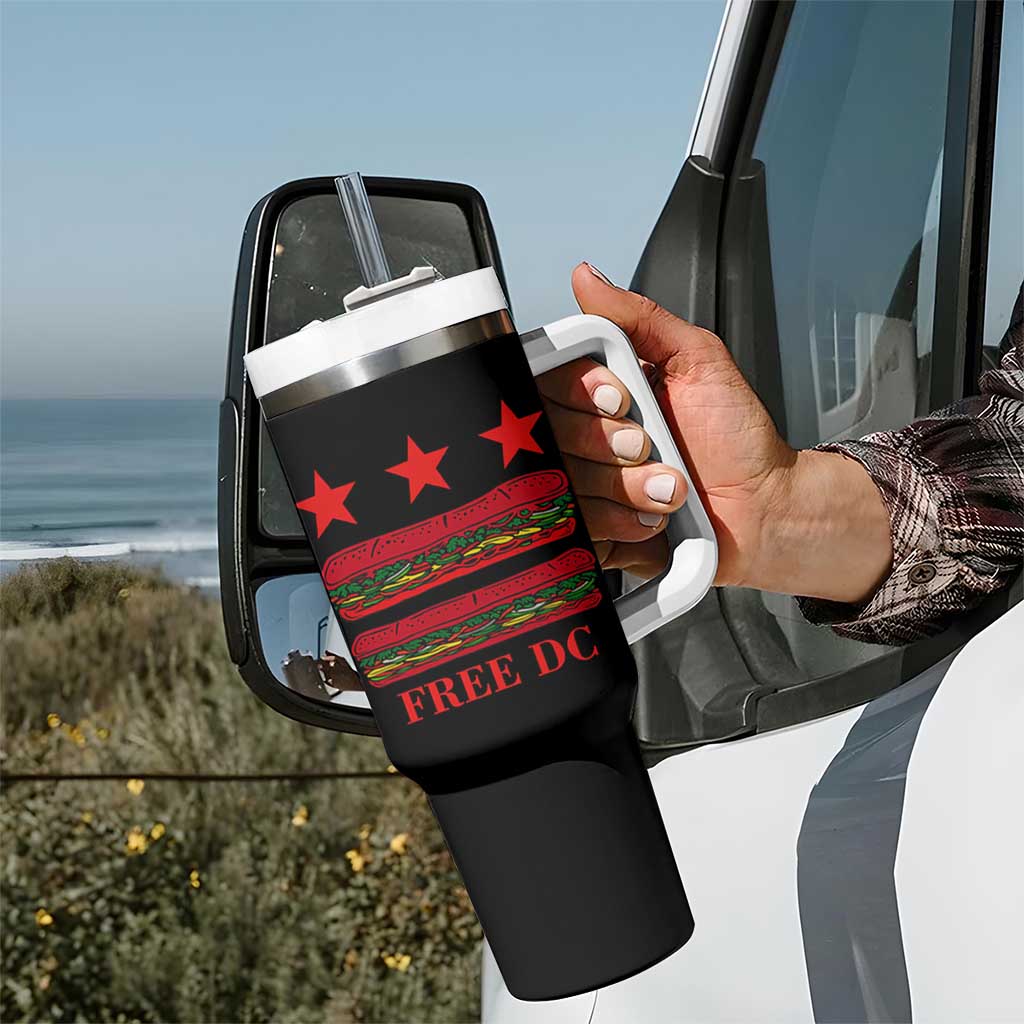 Free DC Funny Flag Parody Tumbler With Handle Washington DC with Baguette Sandwich Twist - Wonder Print Shop