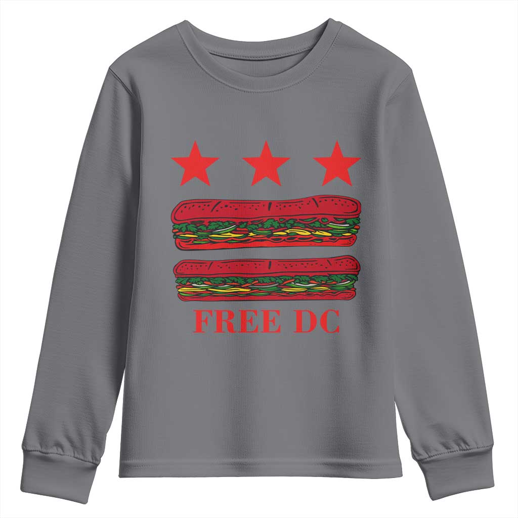 Free DC Funny Flag Parody Youth Sweatshirt Washington DC with Baguette Sandwich Twist - Wonder Print Shop