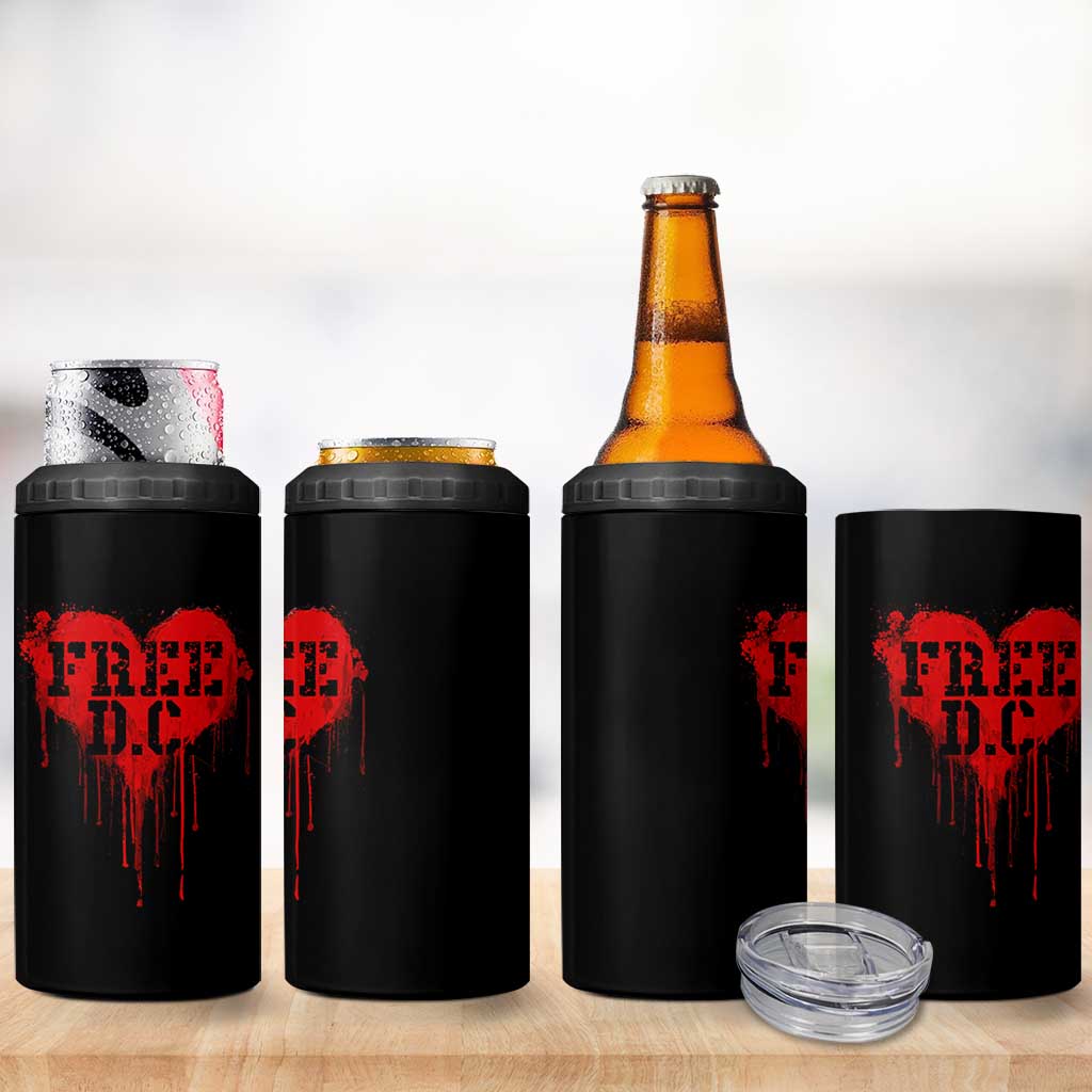 Free DC Graffiti Dripping Heart Graphic 4 in 1 Can Cooler Tumbler Washington DC Pride Political Satire - Wonder Print Shop