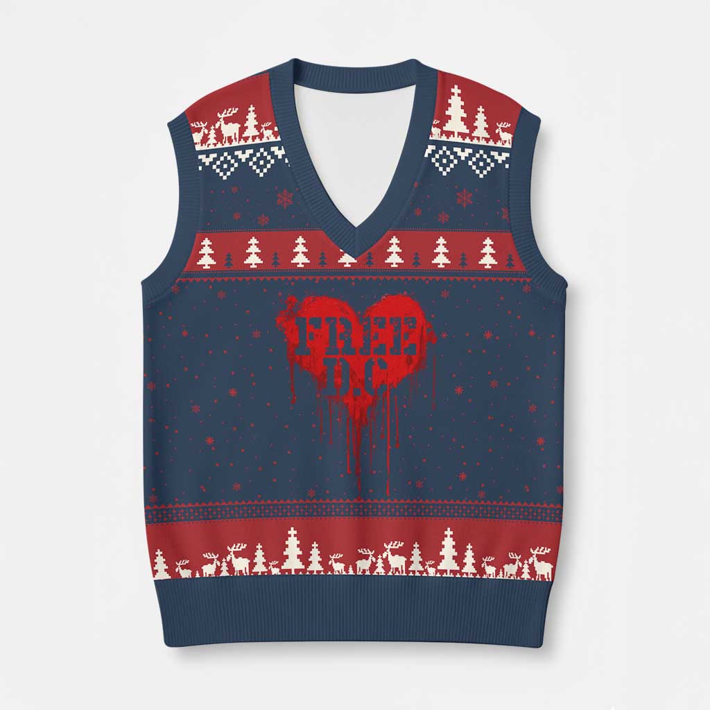 Free DC Graffiti Dripping Heart Graphic V-Neck Knit Sweater Vest Washington DC Pride Political Satire - Wonder Print Shop