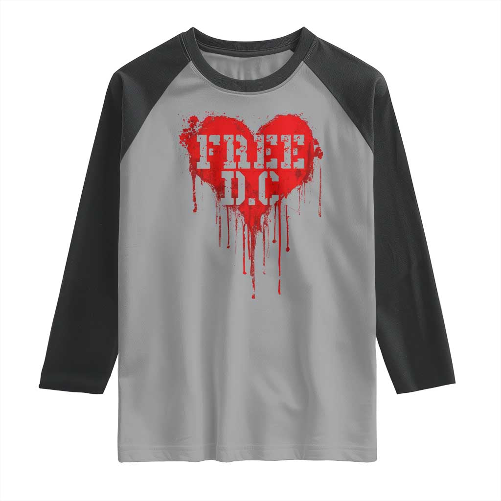 Free DC Graffiti Dripping Heart Graphic Raglan Shirt Washington DC Pride Political Satire - Wonder Print Shop