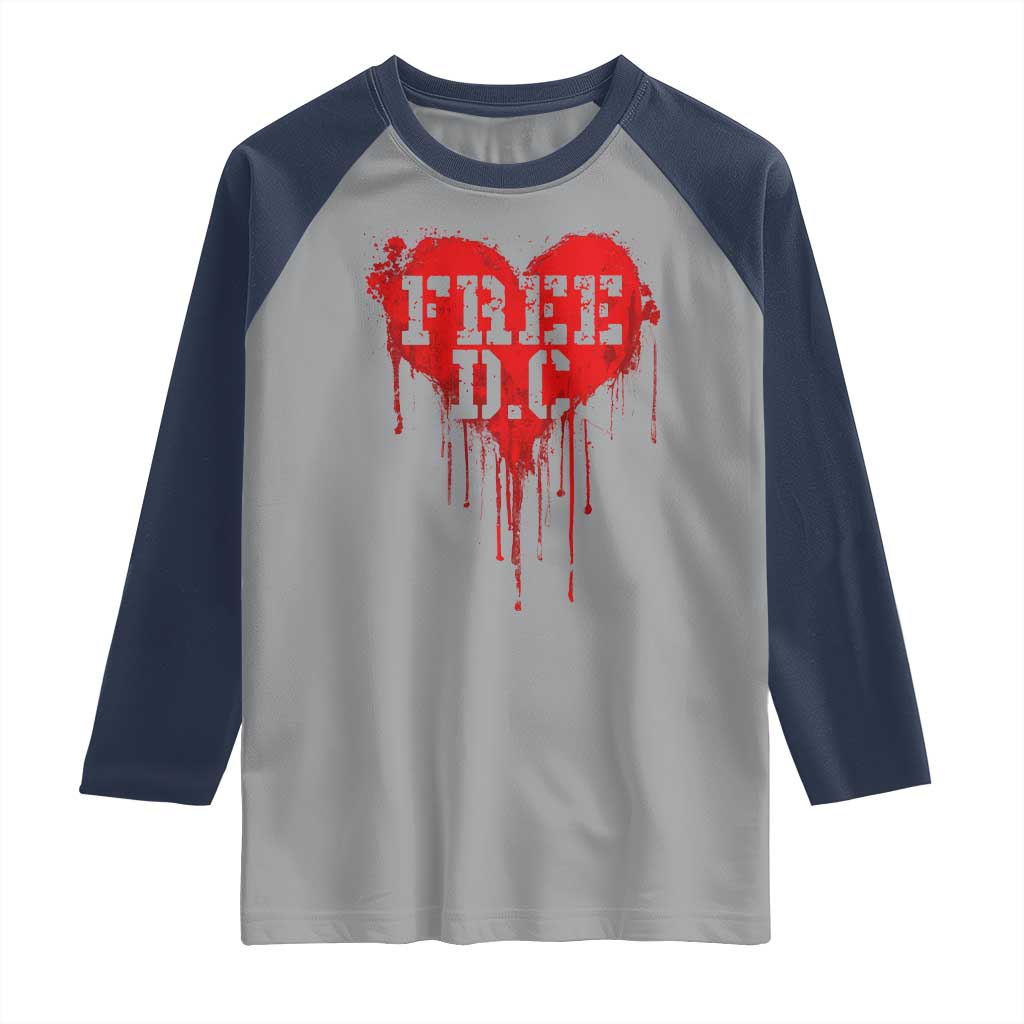 Free DC Graffiti Dripping Heart Graphic Raglan Shirt Washington DC Pride Political Satire - Wonder Print Shop