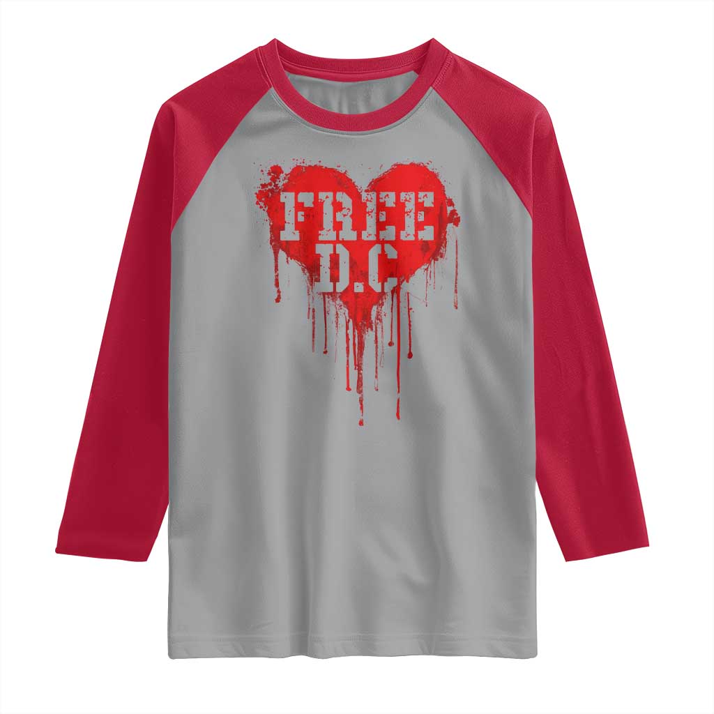 Free DC Graffiti Dripping Heart Graphic Raglan Shirt Washington DC Pride Political Satire - Wonder Print Shop
