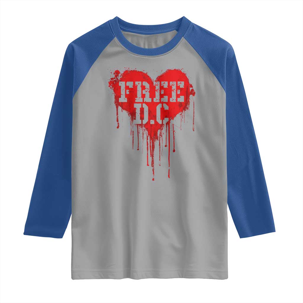 Free DC Graffiti Dripping Heart Graphic Raglan Shirt Washington DC Pride Political Satire - Wonder Print Shop