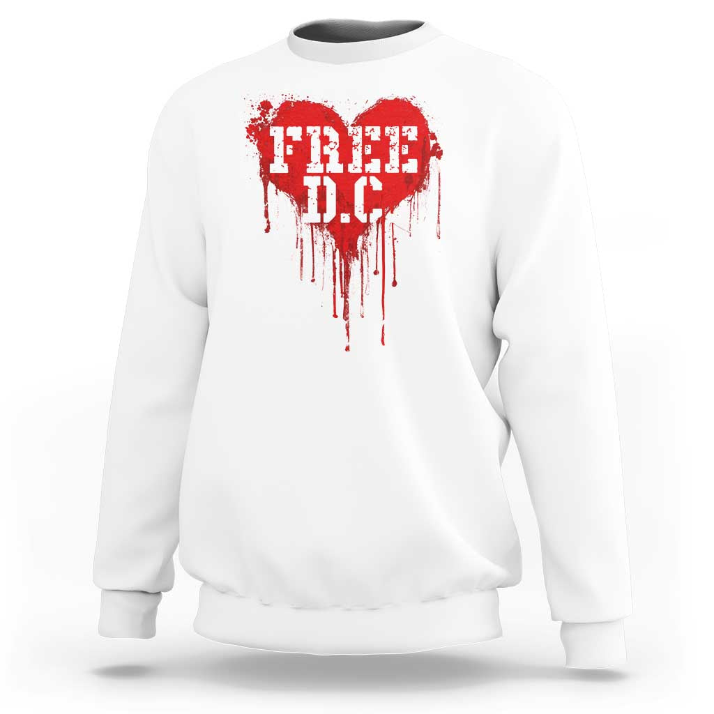 Free DC Graffiti Dripping Heart Graphic Sweatshirt Washington DC Pride Political Satire - Wonder Print Shop
