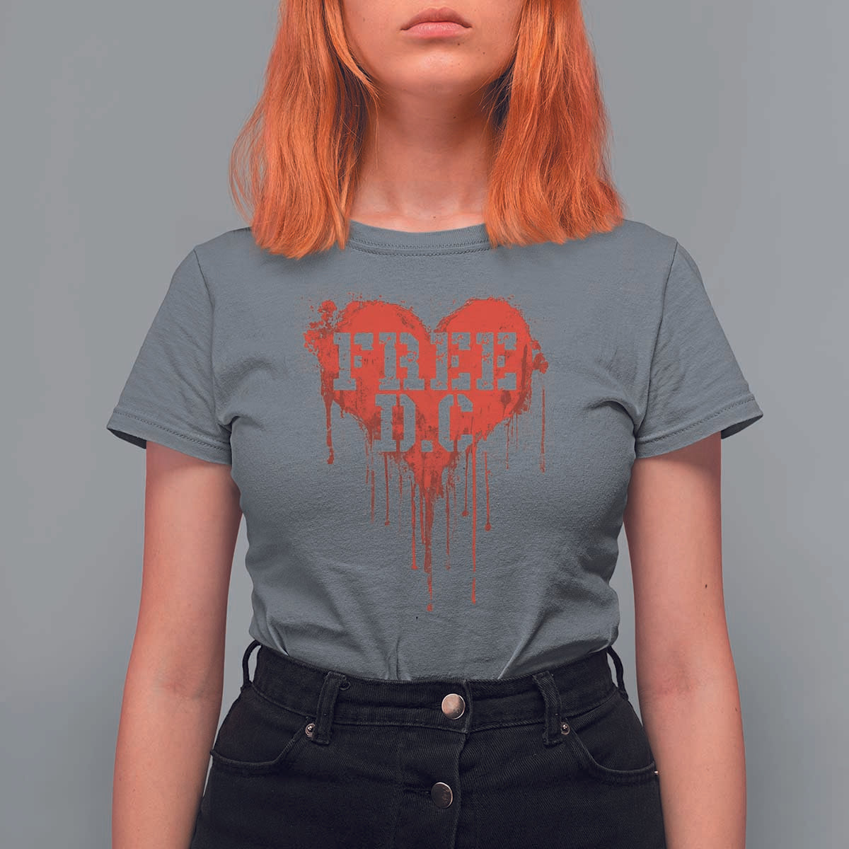 Free DC Graffiti Dripping Heart Graphic T Shirt For Women Washington DC Pride Political Satire - Wonder Print Shop