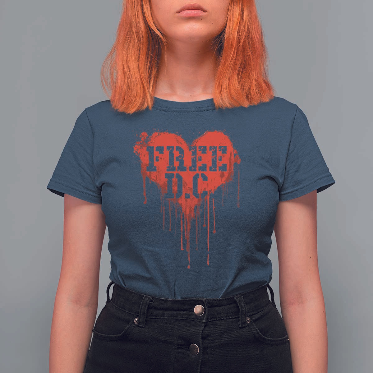 Free DC Graffiti Dripping Heart Graphic T Shirt For Women Washington DC Pride Political Satire - Wonder Print Shop