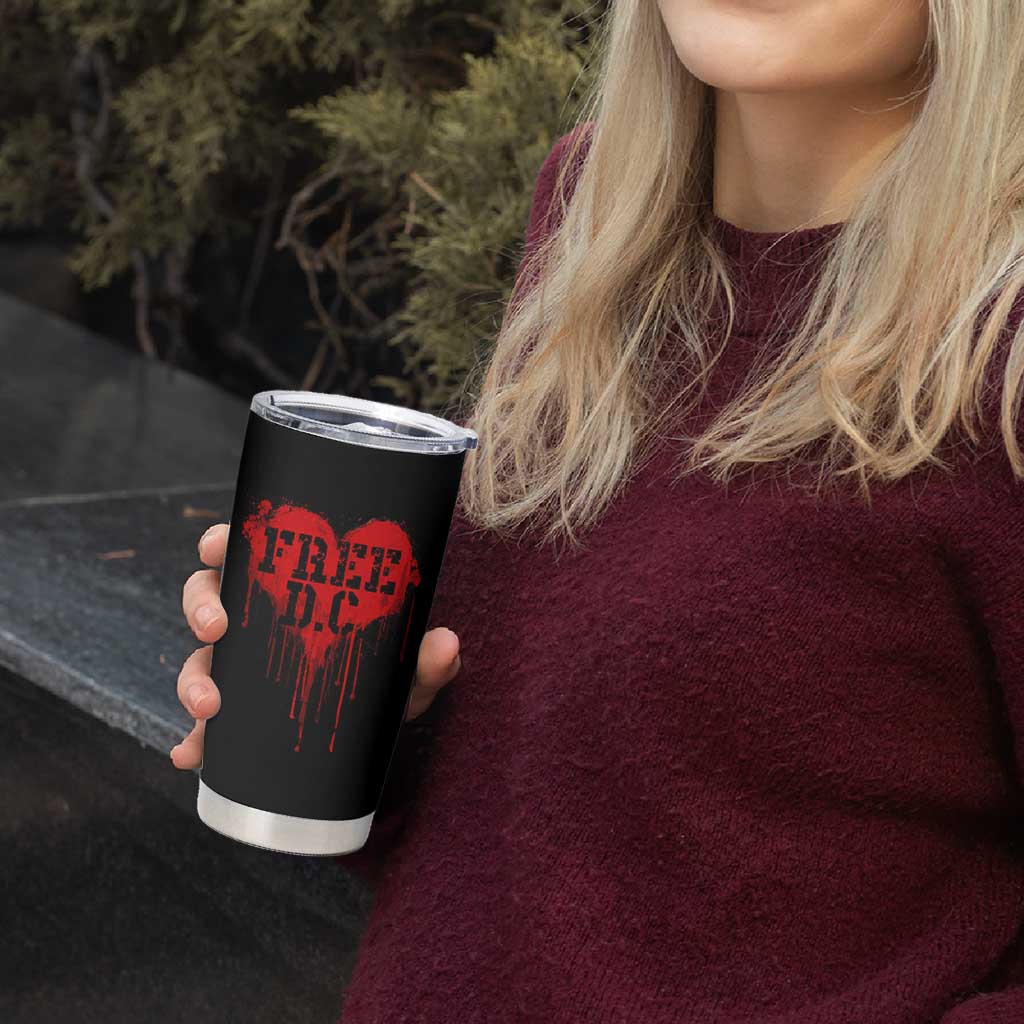 Free DC Graffiti Dripping Heart Graphic Tumbler Cup Washington DC Pride Political Satire - Wonder Print Shop