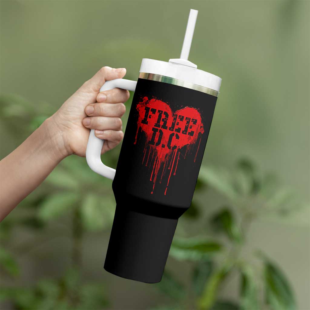 Free DC Graffiti Dripping Heart Graphic Tumbler With Handle Washington DC Pride Political Satire - Wonder Print Shop