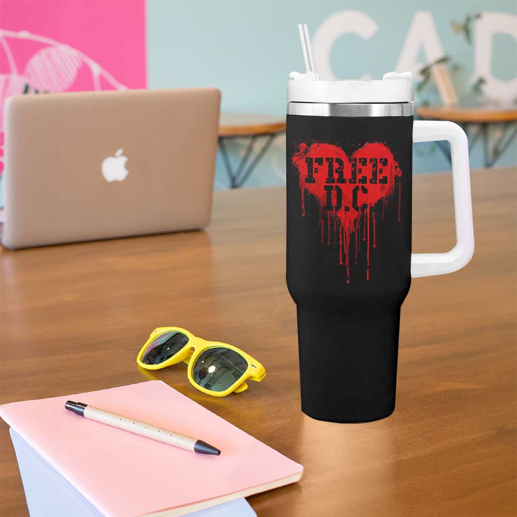 Free DC Graffiti Dripping Heart Graphic Tumbler With Handle Washington DC Pride Political Satire - Wonder Print Shop