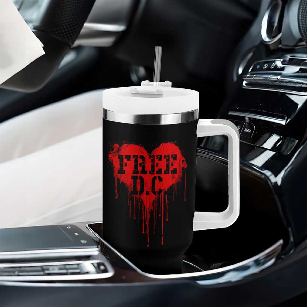 Free DC Graffiti Dripping Heart Graphic Tumbler With Handle Washington DC Pride Political Satire - Wonder Print Shop