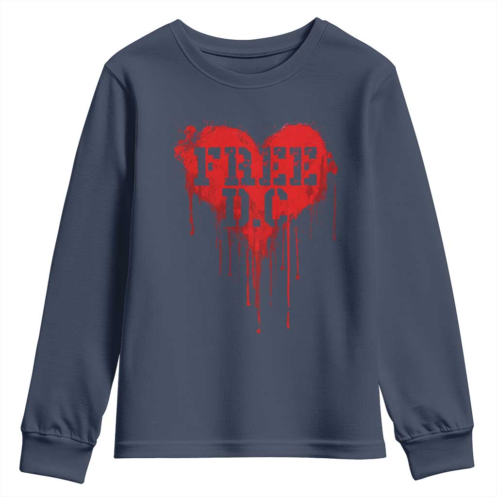 Free DC Graffiti Dripping Heart Graphic Youth Sweatshirt Washington DC Pride Political Satire - Wonder Print Shop