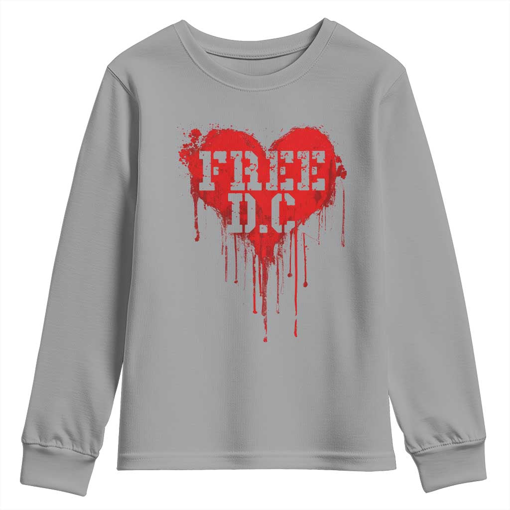 Free DC Graffiti Dripping Heart Graphic Youth Sweatshirt Washington DC Pride Political Satire - Wonder Print Shop
