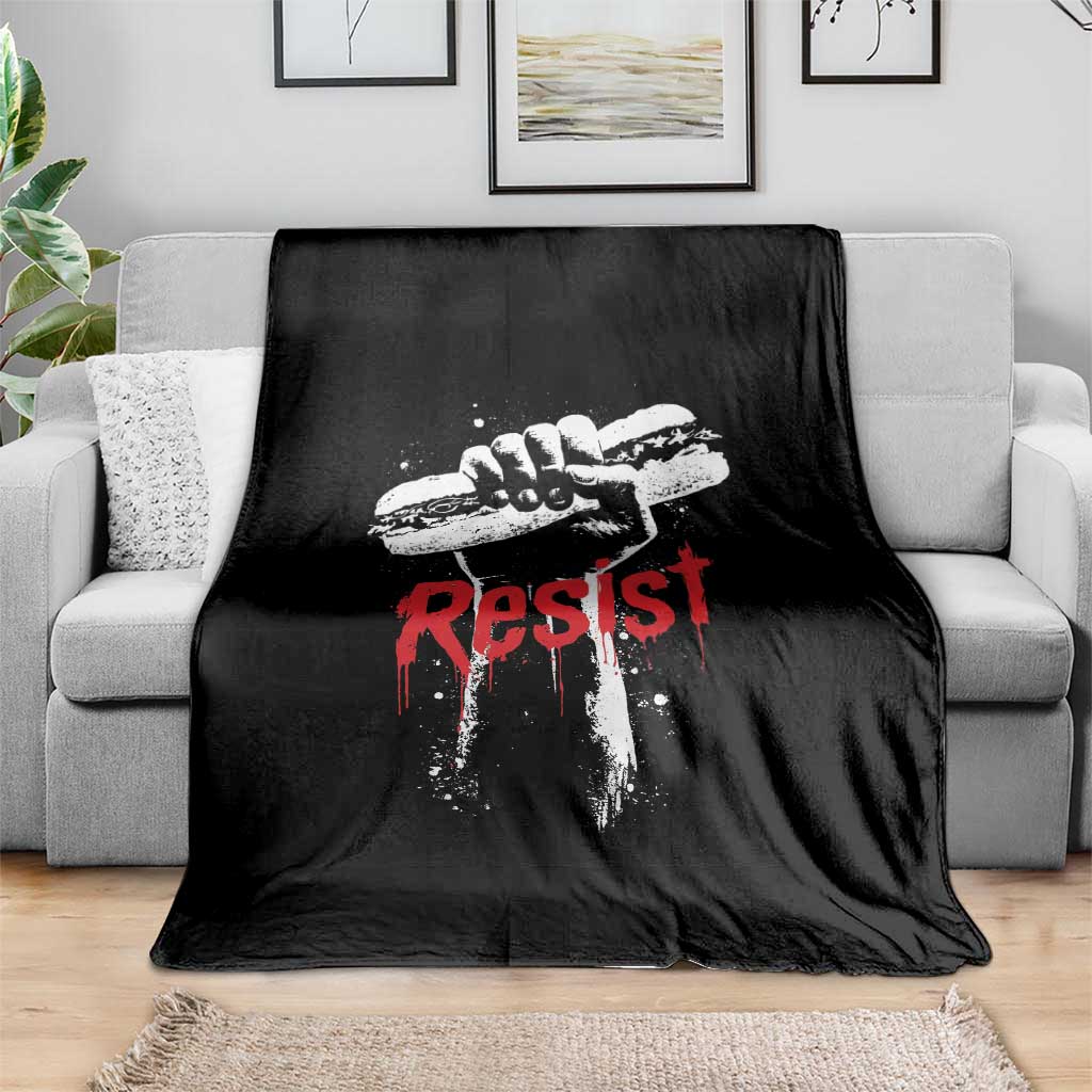 Resist with Sandwich Power Throw Blanket Funny Food Rebellion Political Satire - Wonder Print Shop