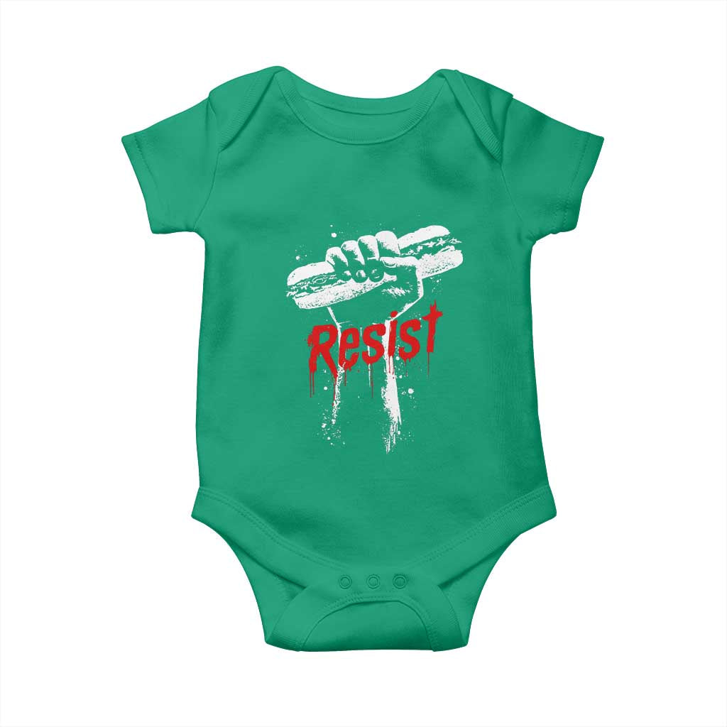 Resist with Sandwich Power Baby Onesie Funny Food Rebellion Political Satire - Wonder Print Shop