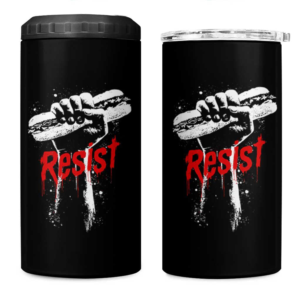 Resist with Sandwich Power 4 in 1 Can Cooler Tumbler Funny Food Rebellion Political Satire - Wonder Print Shop