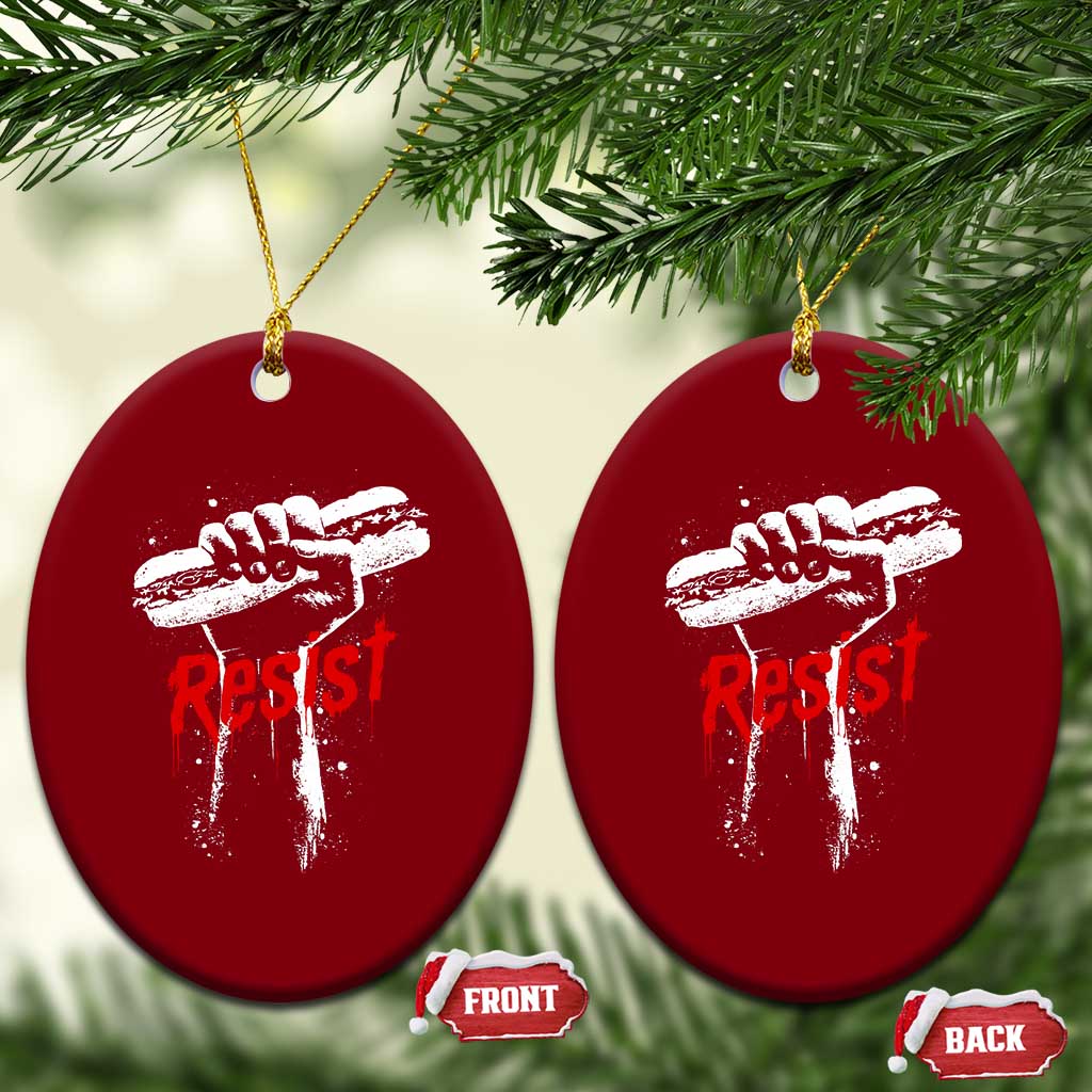 Resist with Sandwich Power Ceramic Ornament Funny Food Rebellion Political Satire - Wonder Print Shop