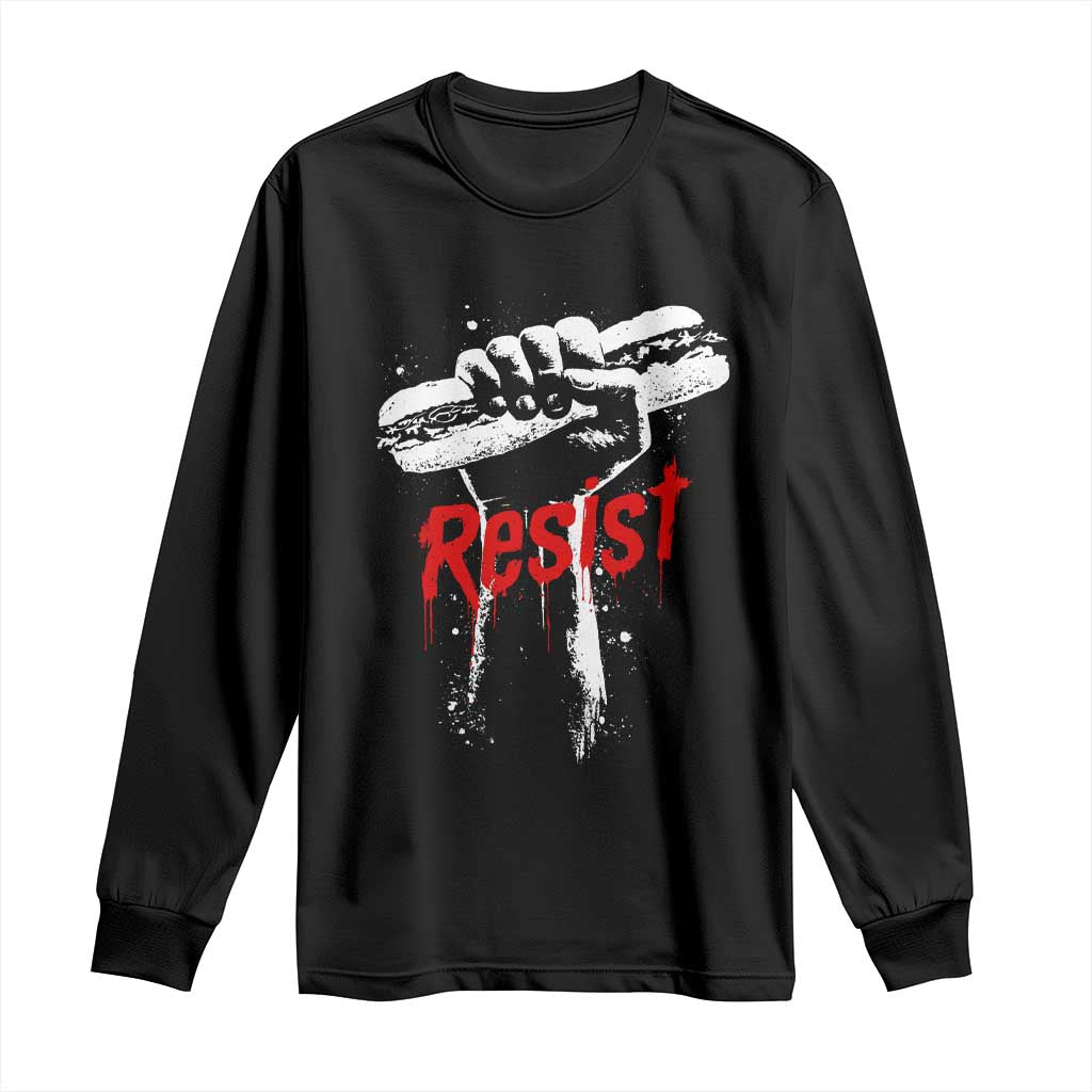 Resist with Sandwich Power Long Sleeve Shirt Funny Food Rebellion Political Satire - Wonder Print Shop