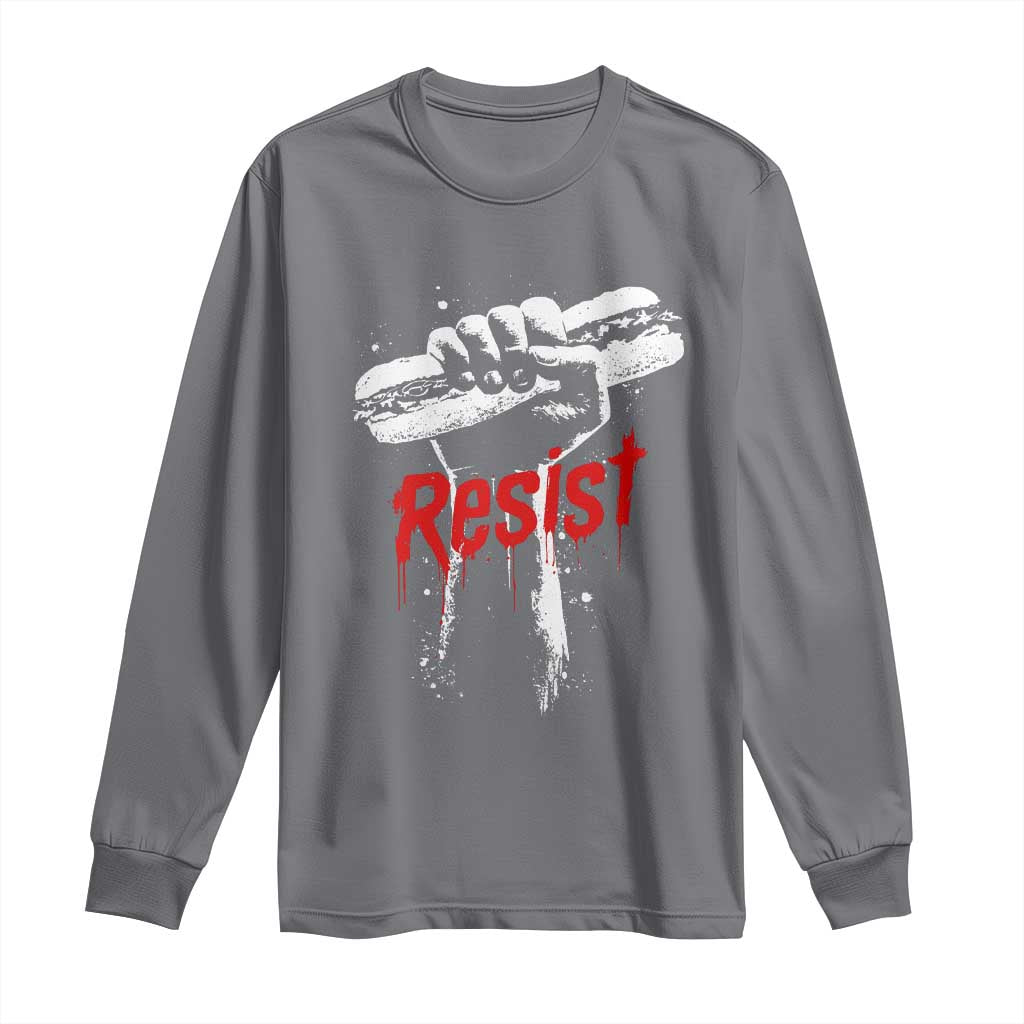Resist with Sandwich Power Long Sleeve Shirt Funny Food Rebellion Political Satire - Wonder Print Shop
