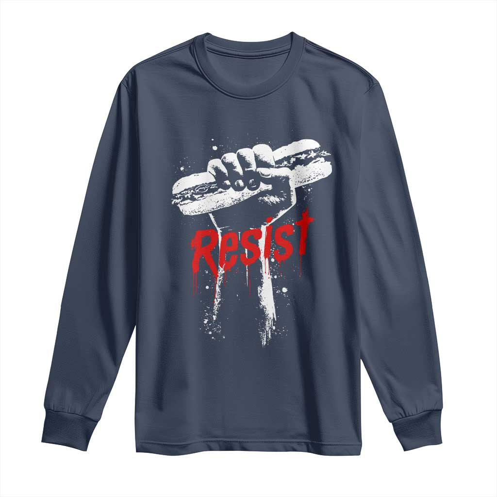 Resist with Sandwich Power Long Sleeve Shirt Funny Food Rebellion Political Satire - Wonder Print Shop